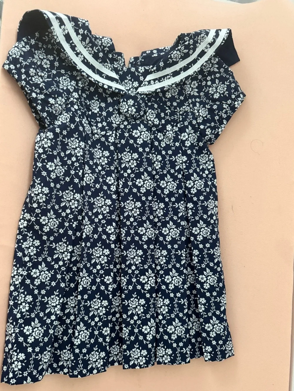Janie and Jack Navy Floral Sailor-Style Dress with White Trim